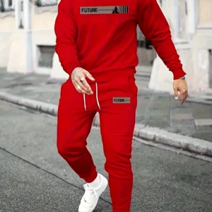 Men's Sports Set - Round neck Long sleeved Top
